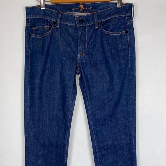 NWOT 7 For All Mankind Roxanne Skinny Slim Leg Denim Blue Jeans - Picture 1 of 7